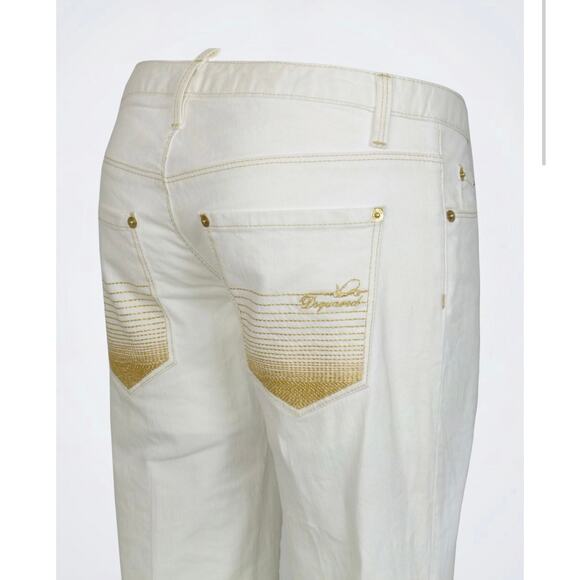 NWT DSQUARED2 Ivory Jeans Straight Leg Low Rise Y2K Women’s Size 46 (10 US)